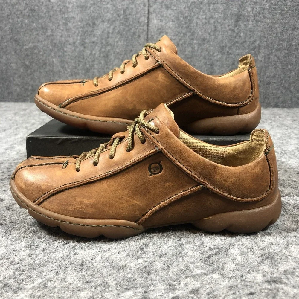 Born Shoes Womens‎ Size 7 38.5 Brown Leather Lace Up Comfort Sneakers Casual